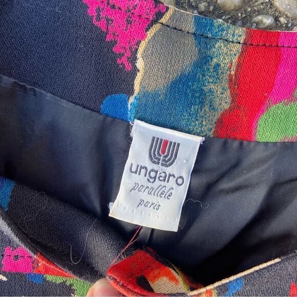 Vintage 1990’s Emanuel Ungaro Avant Garde op art colorful fitted blazer S/M - Picture 2 of 8